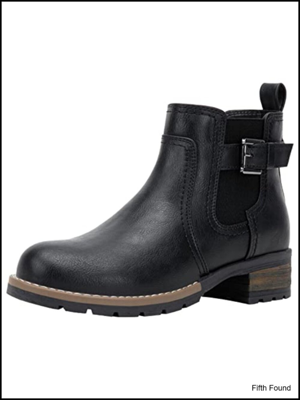 Chelsea Ankle Boots Faux Leather Low Block Heel Side Zip